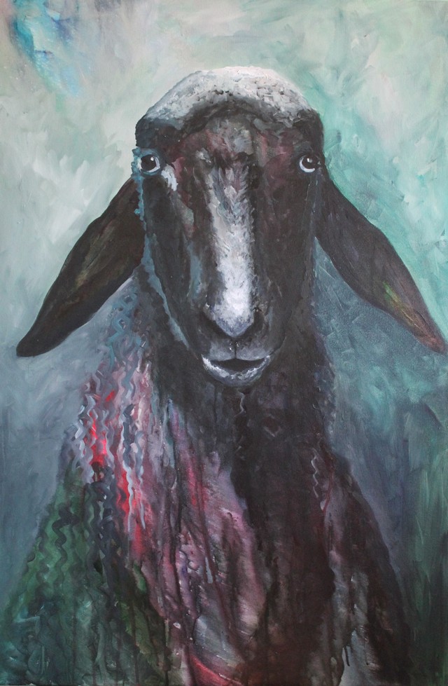 Kunsthaus Ratingen – Malerei: Christa Riemann – Christa Riemann Schaf Lutz Acryl 80x120cm Kunsthaus Ratingen – Malerei: Christa Riemann – Christa Riemann Schaf Lutz Acryl 80x120cm